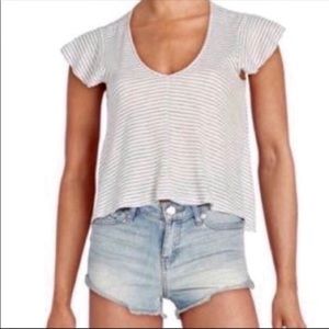 BCBGeneration Gray Striped Asymmetric Crop Top